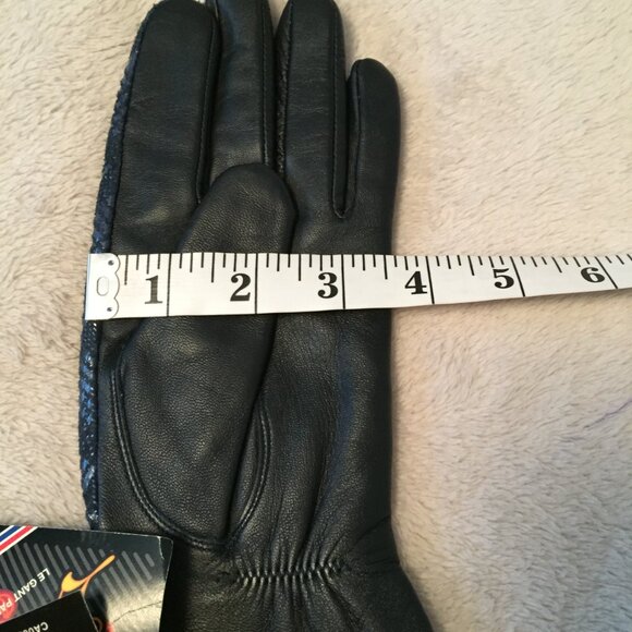 NEW Blue patterned leather gloves sz 7.5 - Picture 7 of 8